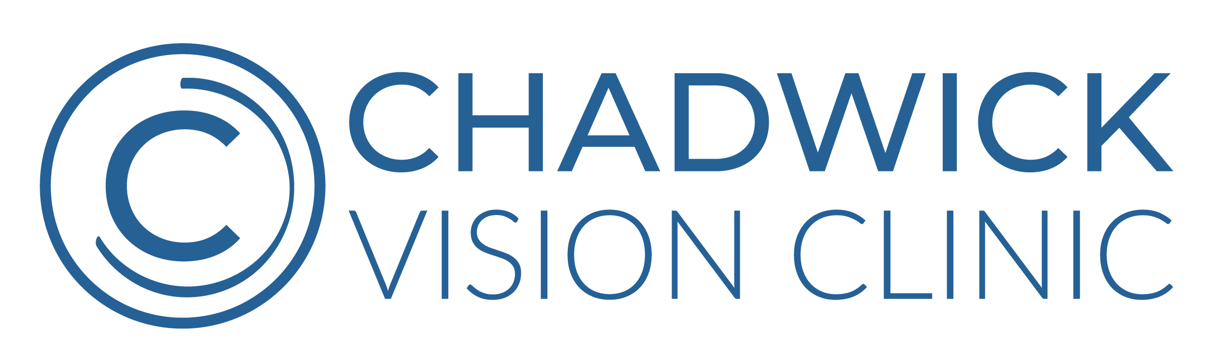 Chadwick Vision Clinic logo with blue design and circular emblem.